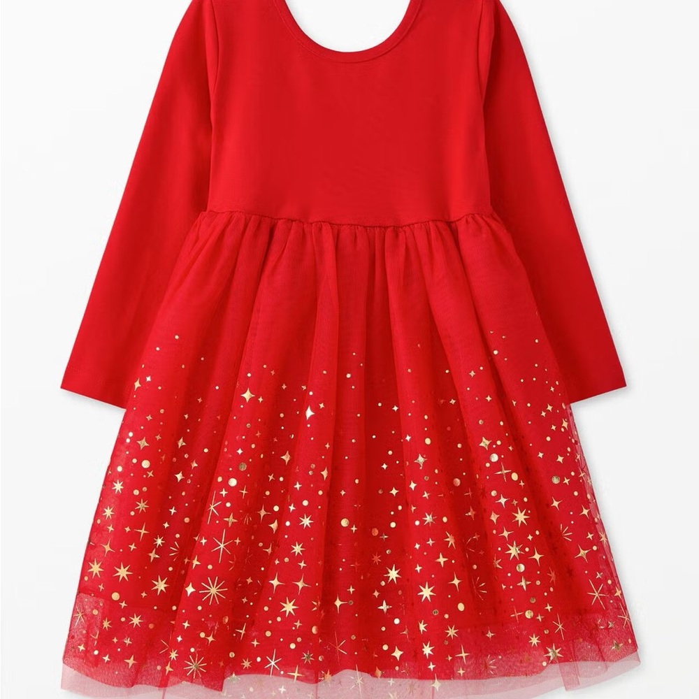 Hanna Andersson Red and Gold Starry Kids Dress